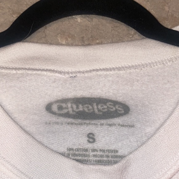 White clueless crew neck , size : S , “shopping is my cardio” - Picture 2 of 2